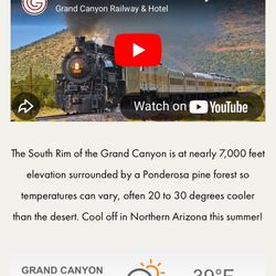 Williams AZ Polar Express to Grand Canyon