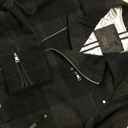 Zara Men’s Muted Plaid Biker Jacket