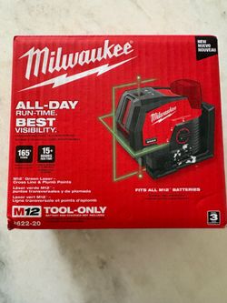Milwaukee M12 green laser cross line and plumb points $200 OBO
