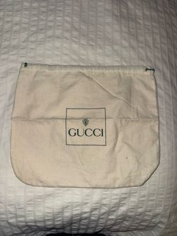Gucci Ivory Cotton Canvas Dust Bag Drawstring Logo 12.5 in x 10.5 in
