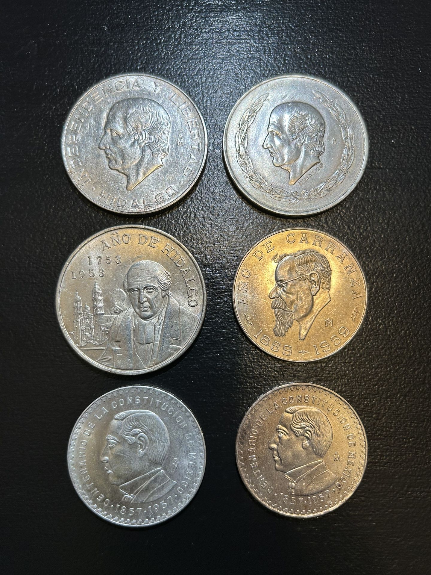 7 Monedas Mexicanas De Plata