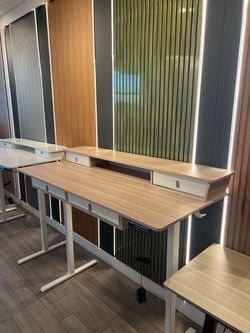 63" Electric Height-Adjustable Standing Desk with Hutch