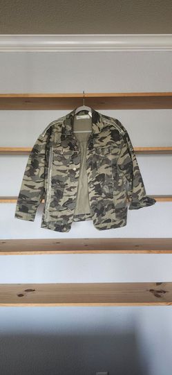 Zara Camo Distressed Denim Jacket