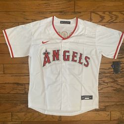 $45 White And Red Mike Trout Los Angeles Angels Jersey