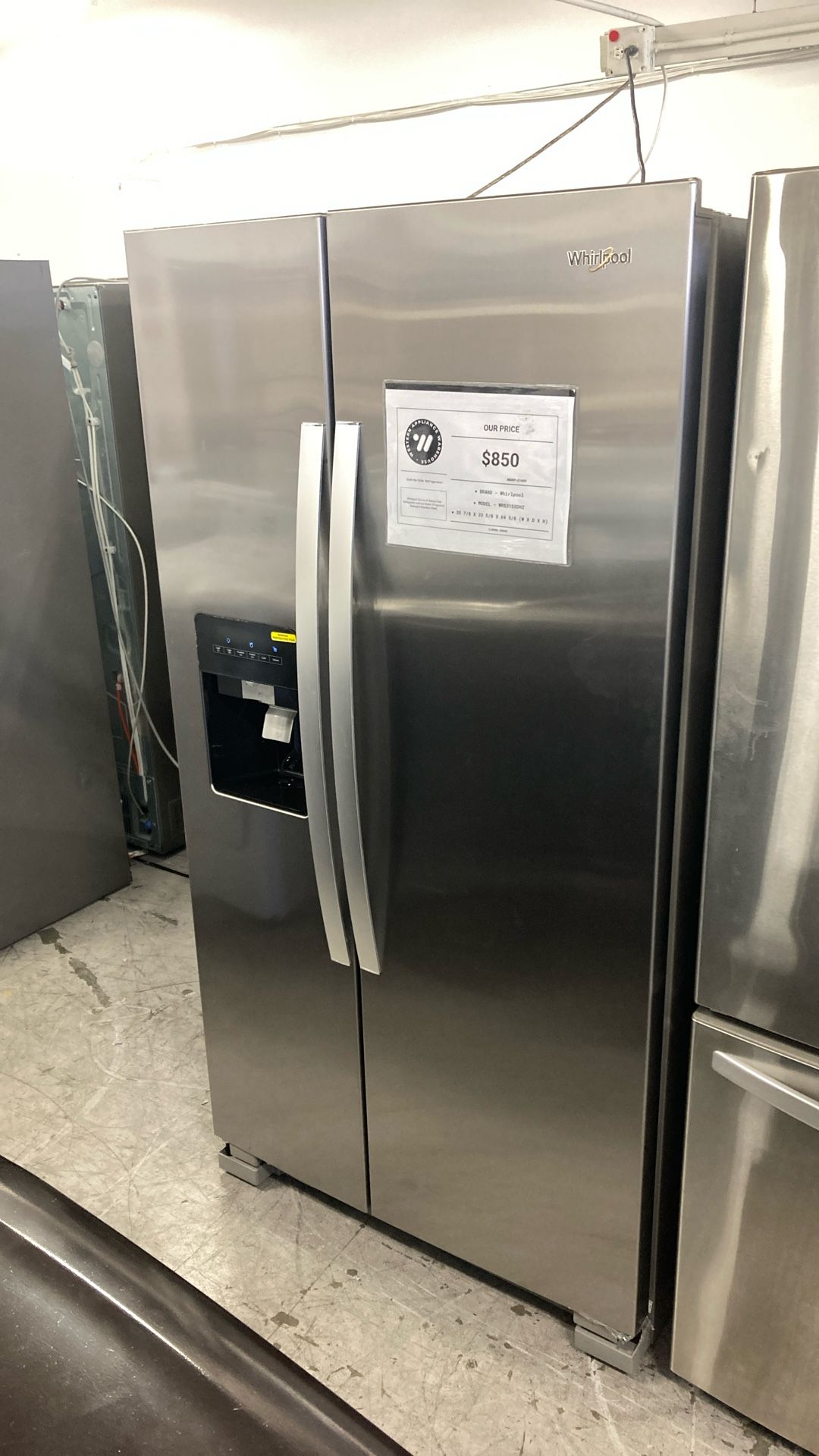 Whirlpool Side By Side Fridge 36 In