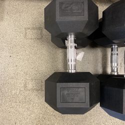 65lb Pair Rubber Hexagon Dumbbell Pair
