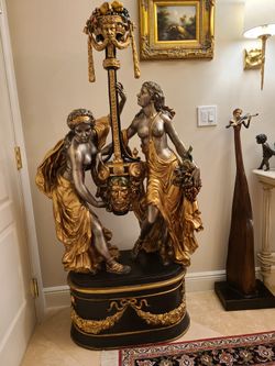 6 Foot Bronze Old Statue And Water Fountain 