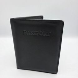 New Geoffrey Allen Genuine Leather Passport Holder Wallet Black