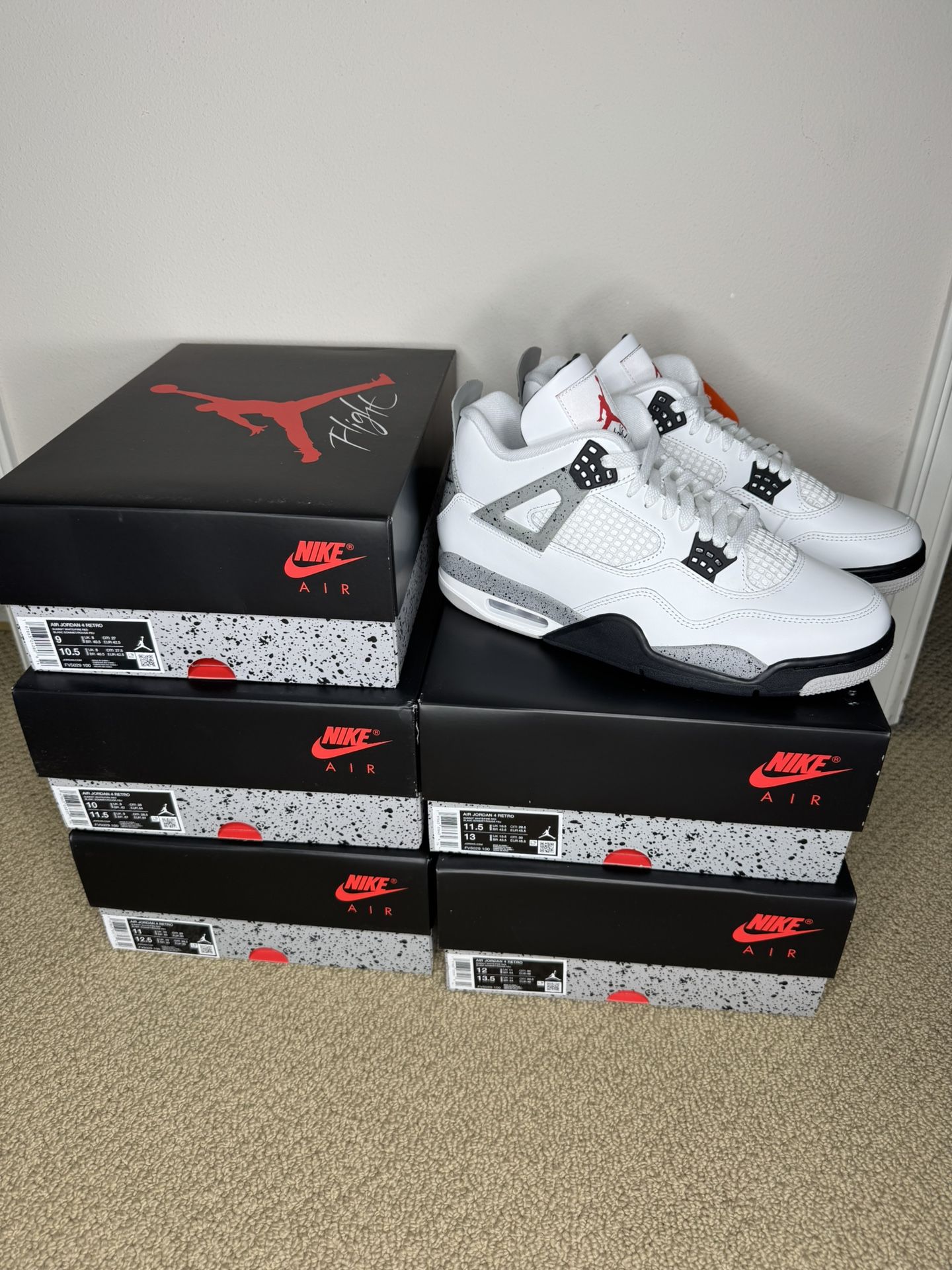 PRICE FIRM Air Jordan 4 Retro White Cement Basketball Shoes (Men’s Sizes 9, 10, 11, 11.5, 12)