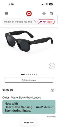 (THROW OFFERS) Ray-Ban Smart Glasses Matte Black Grey Lenses (THROW OFFERS)