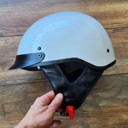 Half Head Low Profile Motorcycle Helmet Size M Glossy White
