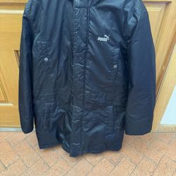 Unisex Black PUMA Mid Length Coat Large