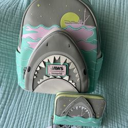 Jaws Loungefly Glow In The Dark Backpack And Wallet Set NWT