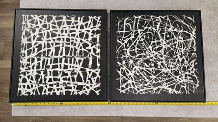 Black and White Abstract Art Prints Set of 2