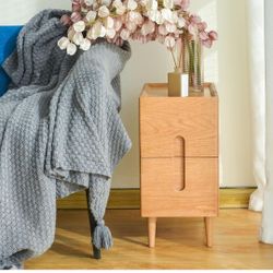  Bedside Tables, (Natural, 9.84inches) Set Of 2
