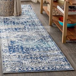 JONATHAN Y runner Rug/2’3”x8’/blue,white,gray and Turquoise