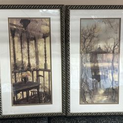 2 Framed Art Prints Wall Decor Set