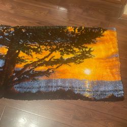 Latch Hooked Rug Sunset 2