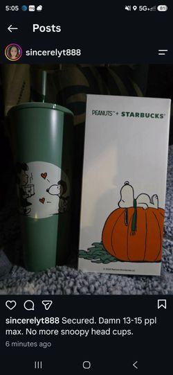 Authentic Snoopy Pumpkin Tumbler and Peanuts Stainless Steel + Starbucks collab