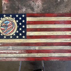 Rustic Wooden Burnt And Tattered  Flags
