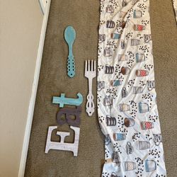 Kitchen Curtains With The Word AEAT FORK AND SPOON 