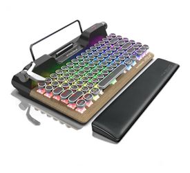 7KEYS Retro Typewriter Mechanical Gaming Keyboard, Vintage Style, Blue Switch, with Wireless Bluetooth5.0/Wired/2.4G, True RGB Backlight