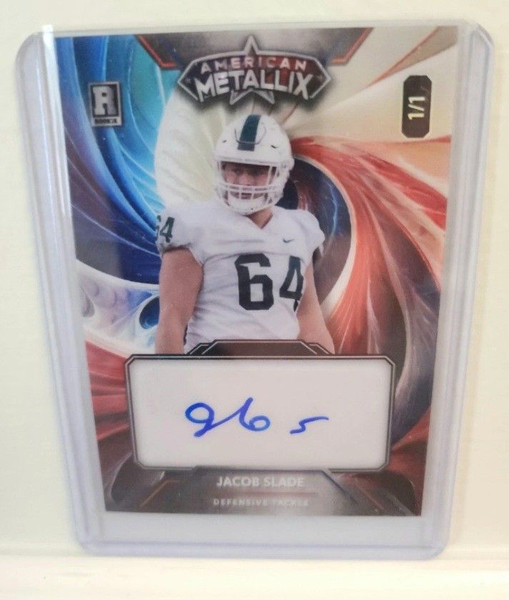 Really Nice One Of A Kind 1/1 2023 Wild Card American Metallix Jacob Slade ROOKIE Card Autograph,,Pittsburgh Steelers.. Mint!!!