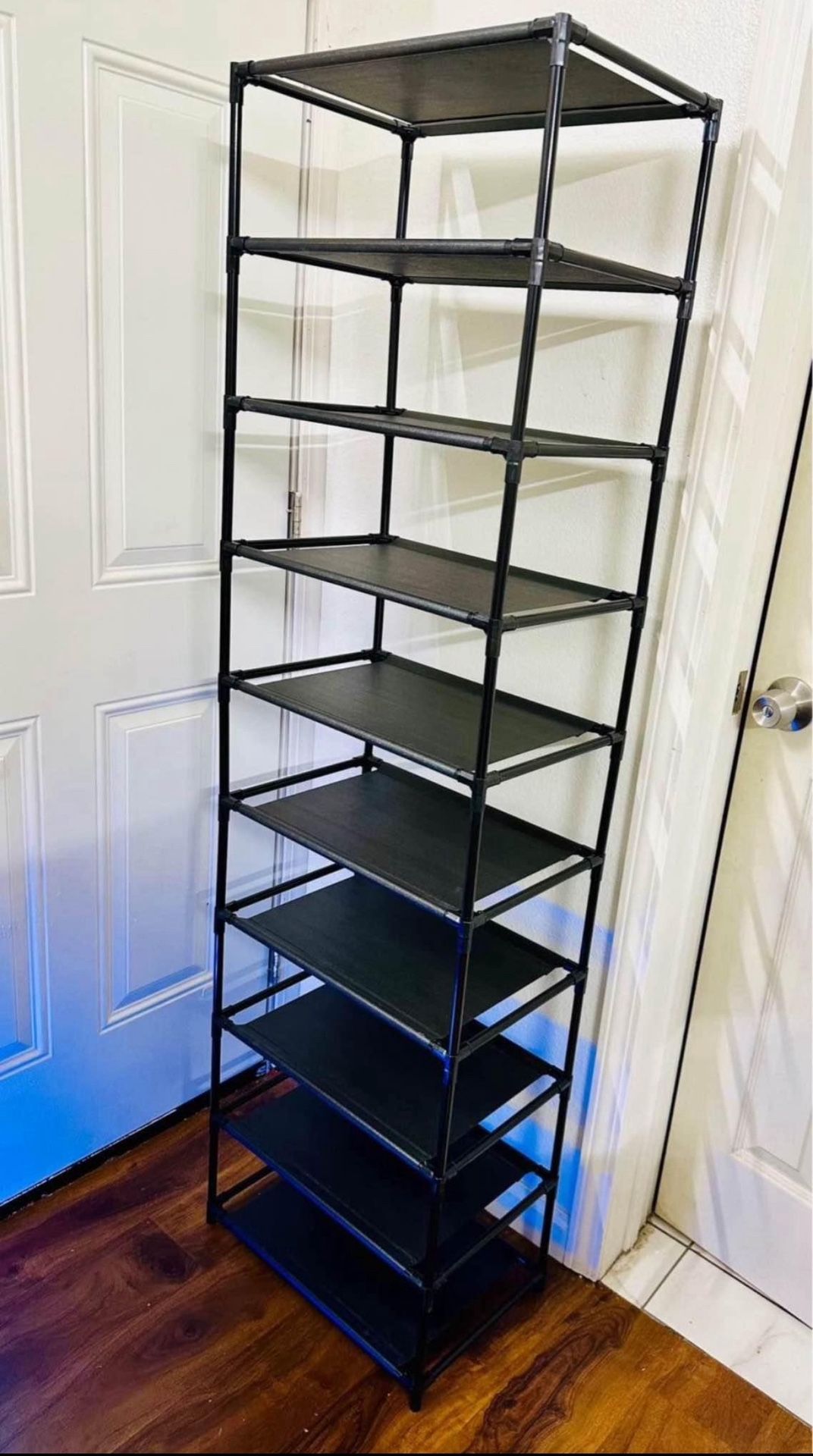 10 Tier Shoes Rack Shelves Closet Organizer Lightweight Size Length 18", Width 11", Height 62" New condition assembled