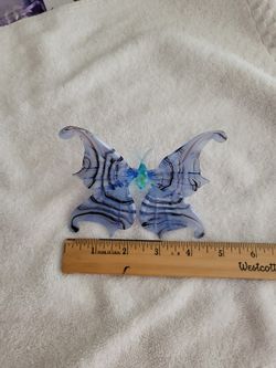 Handmade Blown Glass Butterfly Figurine: Black & Colorful Art Glass