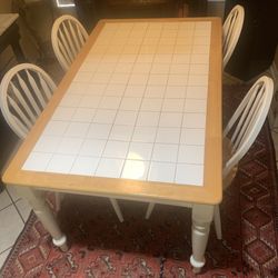 Vintage Country Style Tile Top Dining Table W 4 Chairs