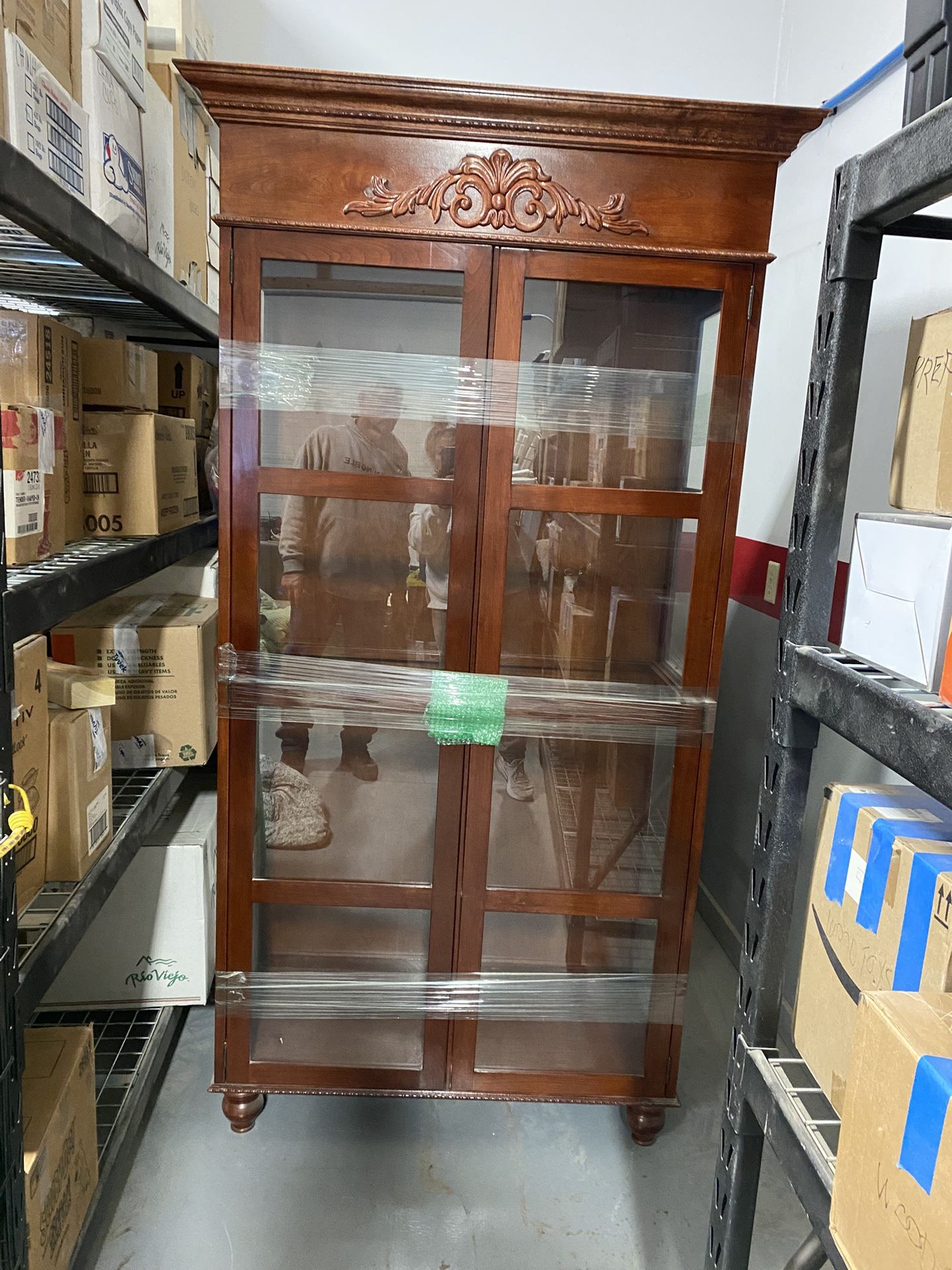 Beautiful Custom Cherry Curio Cabinet With Glass Shelfs