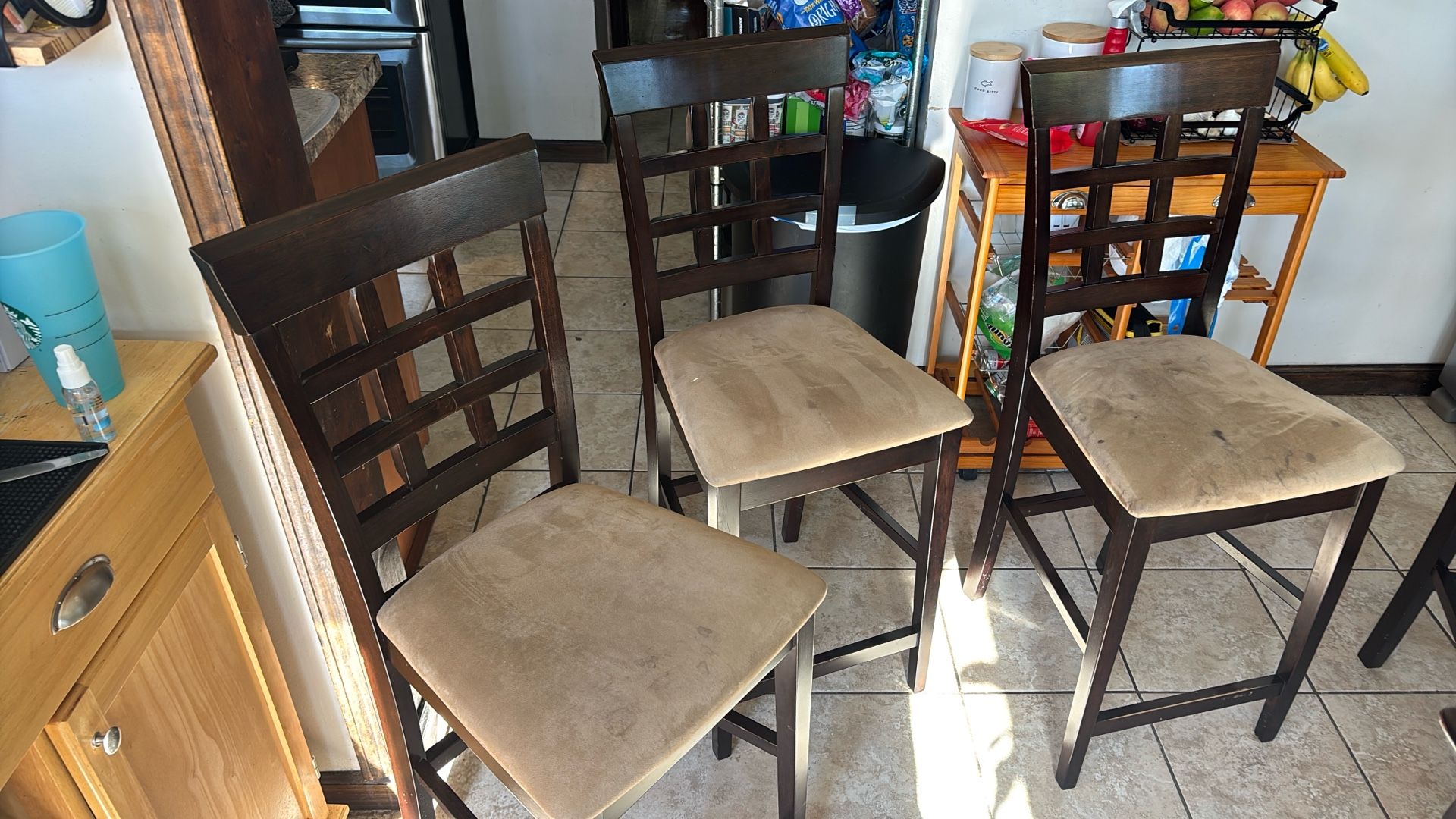 Kitchen Table W/ Lazy Susan, 6 Tall Chairs