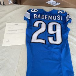 Game Used Johnson Bademosi DETROIT Lions Jersey Wcf Patch White Nfl 2016