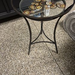 Small End Table - Glass Top On Wrought Iron 