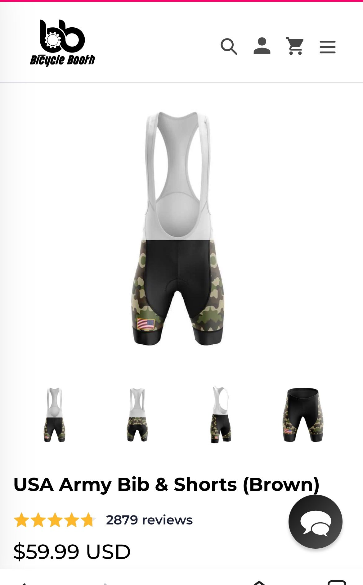 Bicycle Booth USA Army Cycling Bib & Shorts, XL *BRAND NEW*