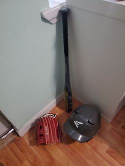 Baseball Bat, Glove, and Helmet Set