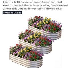 New 3 pack 6x3x1 ft galvanized raised garden bed