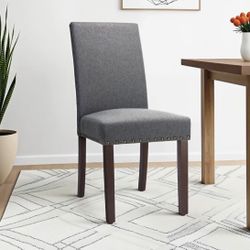 Gray linen dining chairs