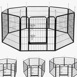 32'' 8 Panel Foldable Metal Pet Fence Barrier