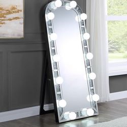 GLAM FAUX DIAMONDS HOLLYWOOD LIGHT BULB FLOOR-MIRROR-ESPEJO