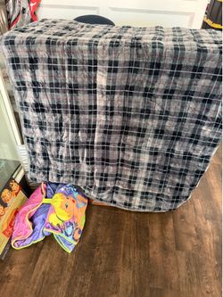 Gray plaid weighted blanket
