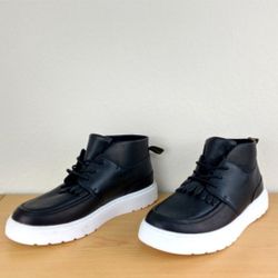 Dr. Martens Jemima Kiltie Chukka Mid Black Leather Moc Toe Boots Womens 5, EU 36