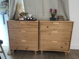 LIGHT WOOD 3 DRAWER DRESSER (TWO)