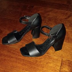 Black leather Calvin Klein high heels shoes size 6 1/2