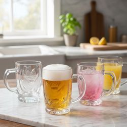 NEW!!  Vintage Rose Pearls Crystal HOME BEAUTIFUL Mugs Set of 4  WY 001/415  Original  BOX/OPEN BOX