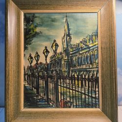 Franz Weiss Signed Original 1966 Oil On Canvas St. Louis Cath. New Orleans 15x18