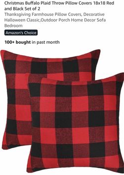 Plaid red/black pillow covers