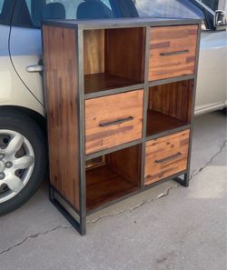Gorgeous Rustic Industrial Acacia Wood Metal Frame Bookcase Storage Cabinet