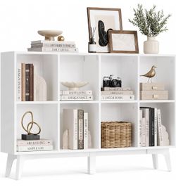 8-Cube Bookshelf, 47.1 x 9.4 x 30.3 Inch Bookcase with legs, Storage Organizer, Display Shelf for Living Room, Cloud White, MAEZO Collection ULBC193WB