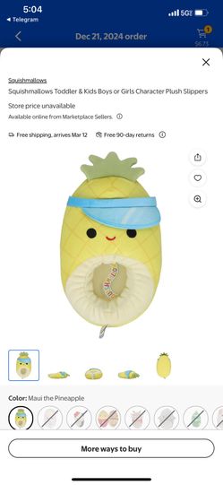 Maui the Pineapple 🍍 Squishmallows Toddler & Kids Boys or Girls Character Plush Slippers 